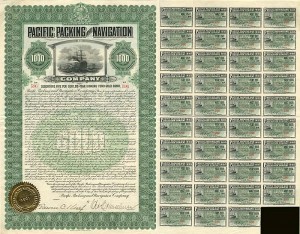 Pacific Packing and Navigation Co. - $1,000 1902 dated Shipping Bond